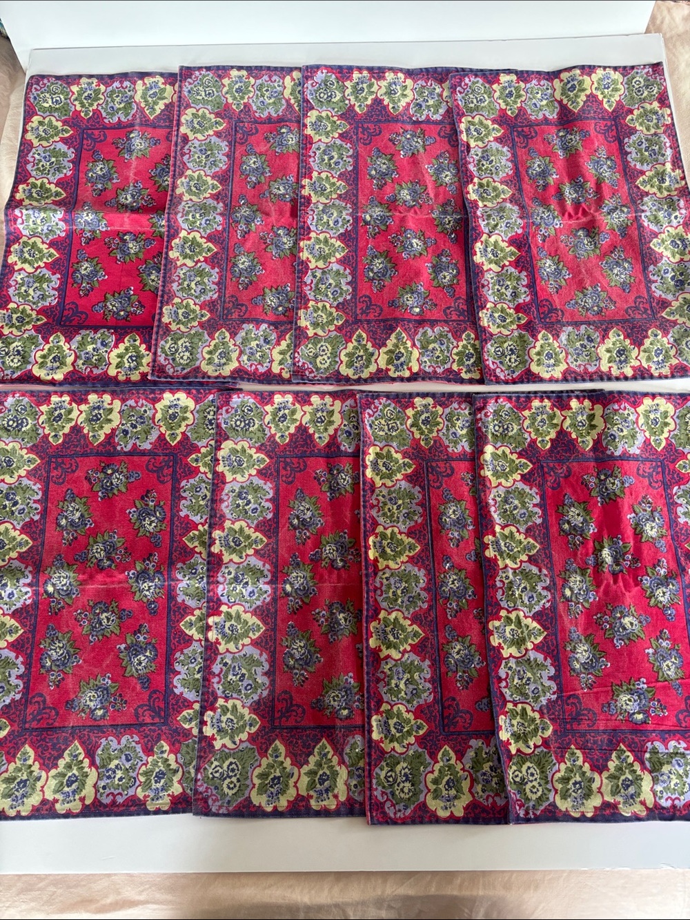 April Cornell 8 vintage placemats linens Pink purple green Floral flowers Rare